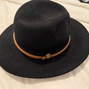 Black Felt Hat with Brown Band